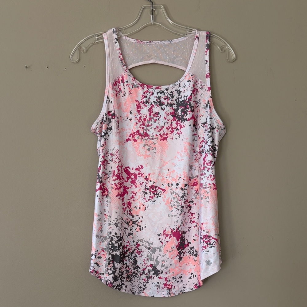 Tek Gear Pink and Gray Splatter Tank Top